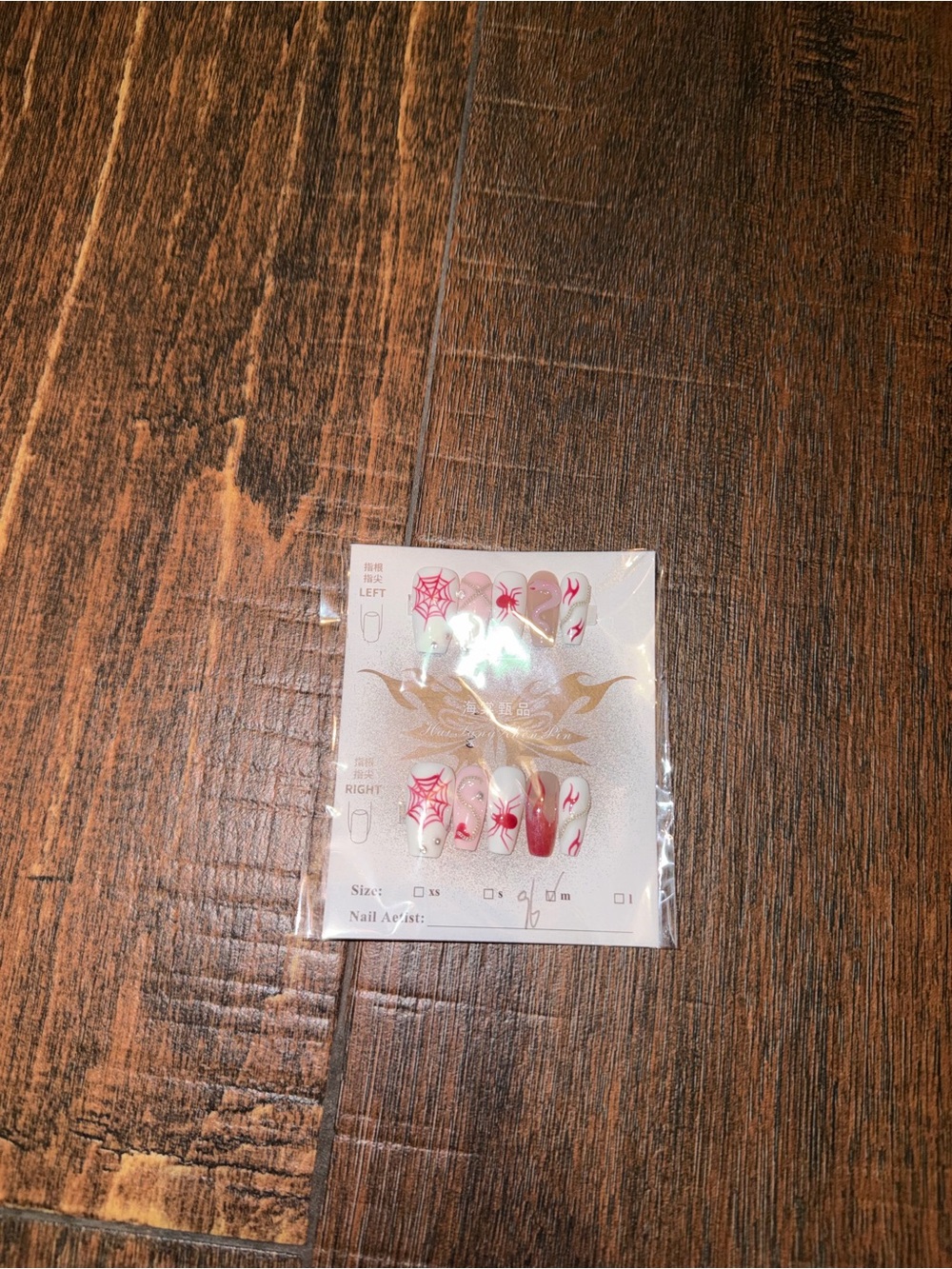 Red and White Spiderweb Accent Press-On Nails